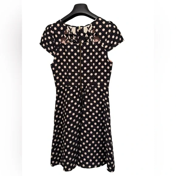 Anthropologie Maeve EUC Sz 4 Black & White Polka Dots Fit & Flare Dress (0535)